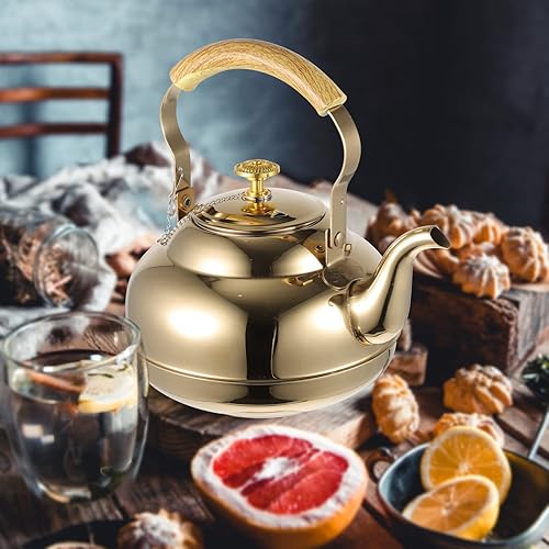 Miniatura 5 de Hervidor de té de acero inoxidable con infusor para estufa, tetera segura para acampar, hervidor de agua, utensilios de cocina para estufas