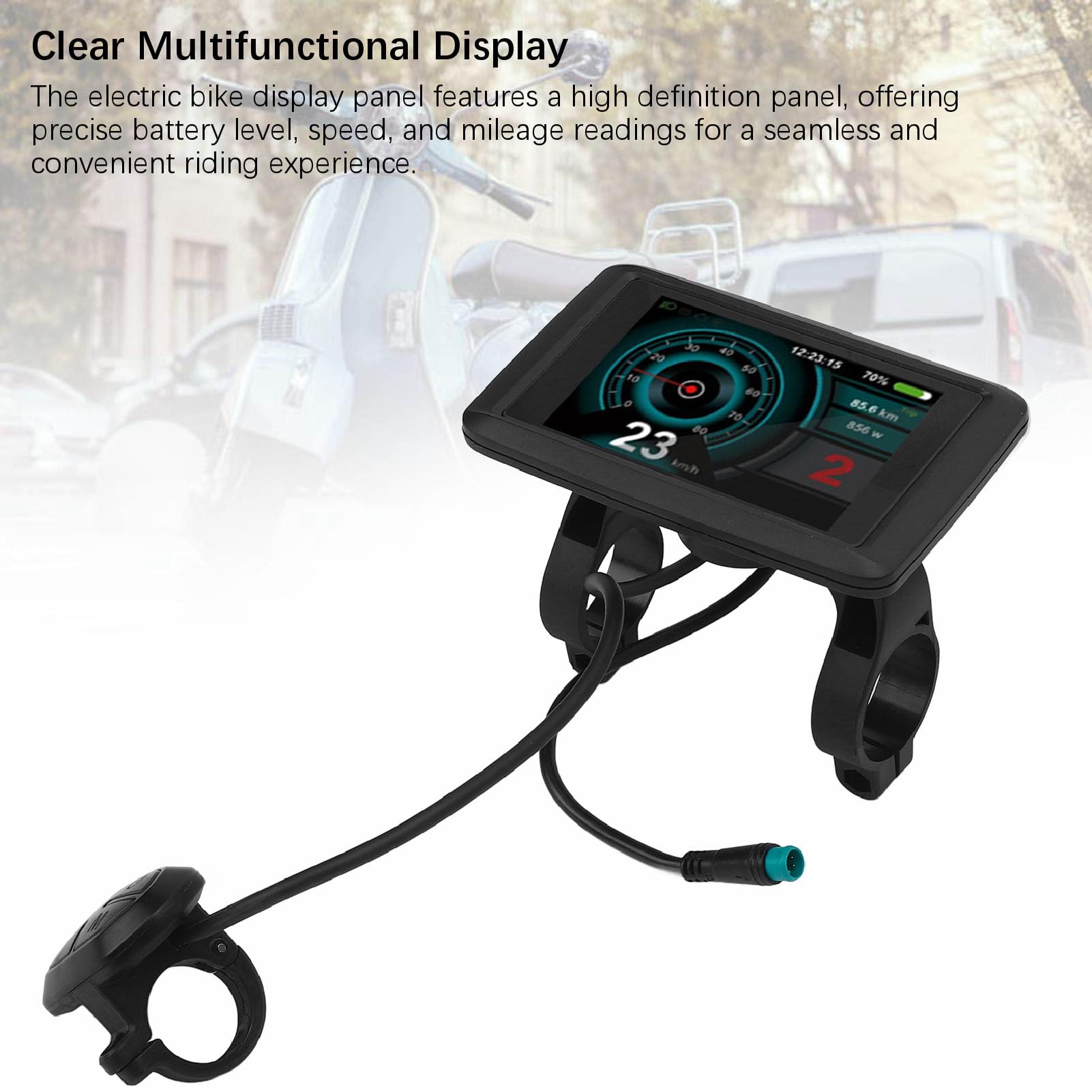 Generic Schermo LCD per Bici Elettrica con Interfaccia Intuitiva, Schermo LCD Impermeabilizzante, Struttura in ABS, per Appassionati e Pendolari All'aperto, Pannello di Controllo per Scooter 36V 48V