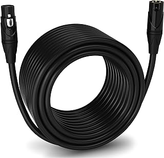 LyxPro 100 ft Balanced XLR Mic Cable, Male to Female, Black