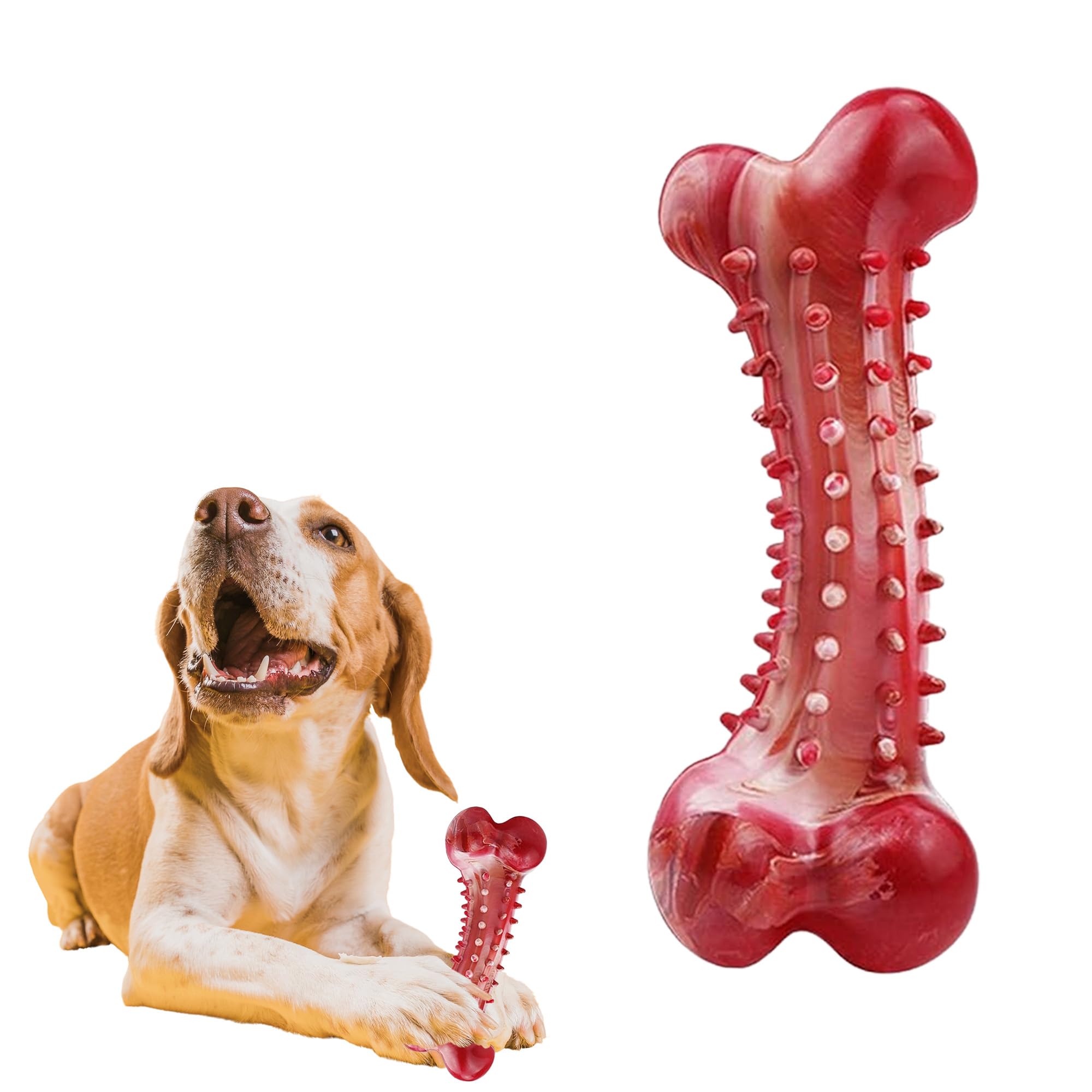 GESANRO Mordedor para Perro, Juguete para Perros Indestructible, Juguete para Perros Pequeños, Medianos y Grandes, Sabor A Carne,Hueso de Juguete, Dientes Sanos y Fuertes, Resistencia A Mordeduras