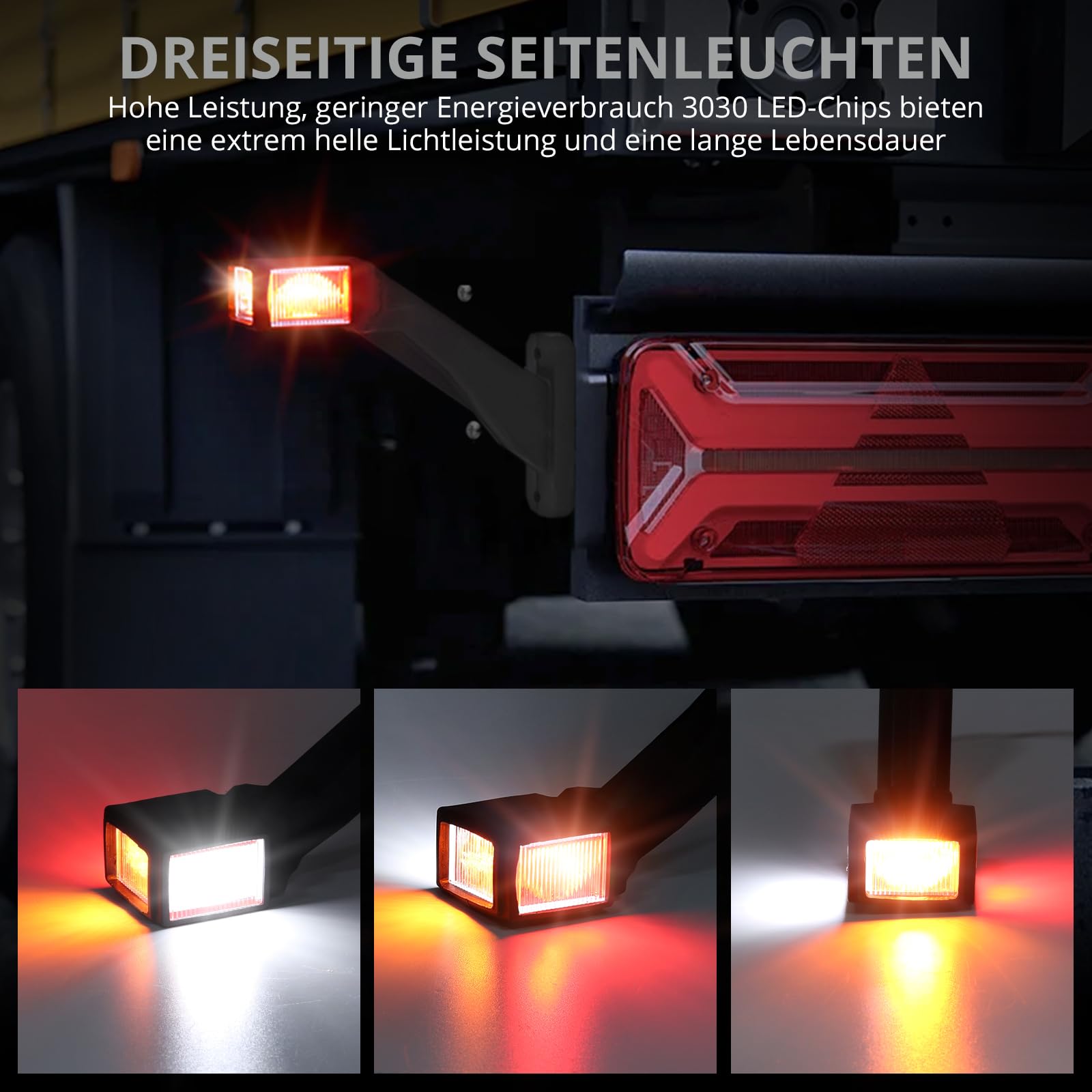Justech 2er LED Begrenzungsleuchten 140mm Seitenmarkierungsleuchten Positionsleuchten 12-30V Wasserdichte Anhänger Seitenmarkierung Lampe Warnlicht Rot Weiß Gleb für Anhänger LKW Caravan