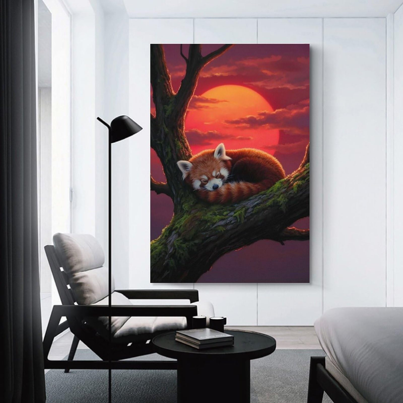 Junmoney Room Decor Wall Art Sleeping Red Panda in Tree, 24x36inch(60x90cm), for Workspace Walls, Study Corners Or Bedrooms, A Smart Decor Choice for Study Walls