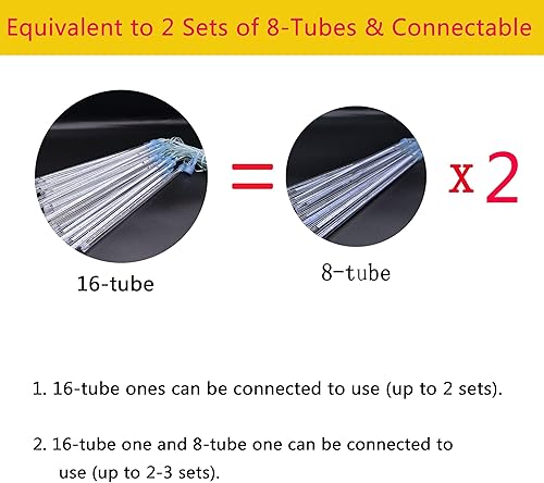 Miniatura 4 de Kwaiffeo Luces de carámbano blancas cálidas para exteriores, luces de lluvia de meteoritos de 16 tubos para Navidad, Acción de Gracias, Año Nuevo,