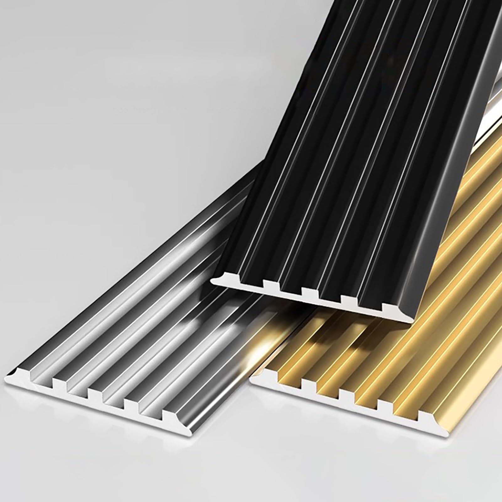 Perfil De Borde De Escalera Antideslizante 90CM – 3 Piezas Para Escaleras Interiores Y Exteriores, Tira Plana Para Seguridad Y Protección En Suelos Y Escaleras(Gold A,39.5mm)