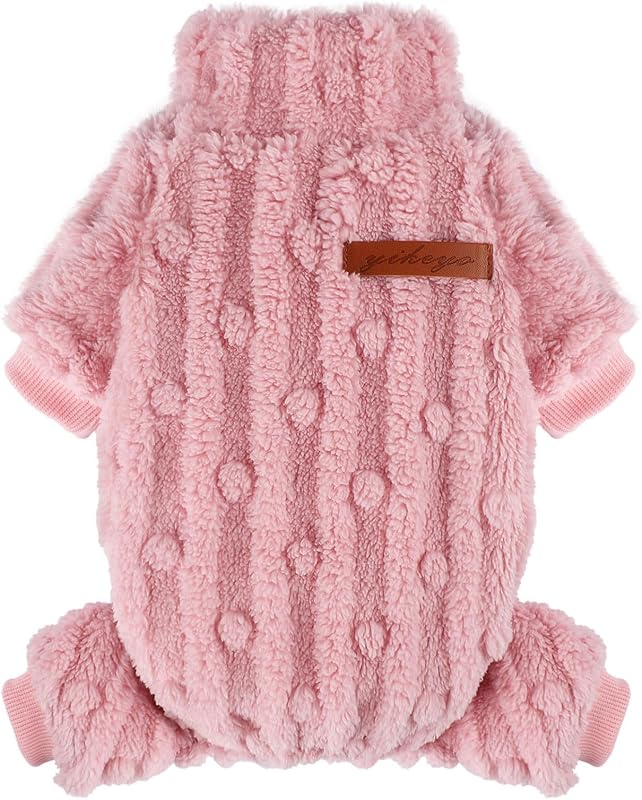 Suéter de lã para cães pequenos com gola alta e quatro patas shifenmei Rosa Tamanho S