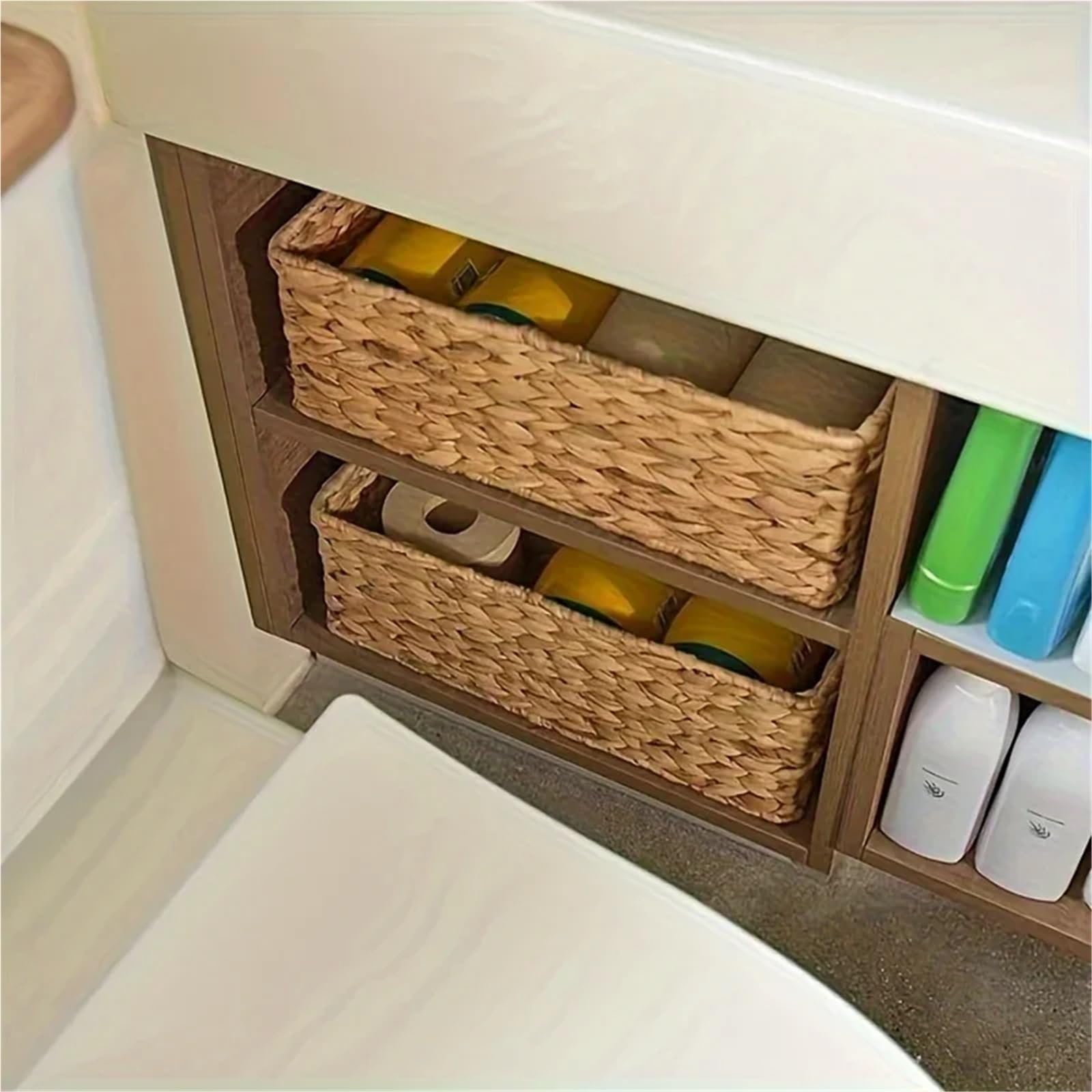 Große Aufbewahrungsbox aus Rattan for die Küche, Obstschalen, Pilz-Rattan, Wäschekorb, Pflanzenkorb, Weidenkörbe, Blumenkorb, Schreibtisch, rechteckig FüR KüChe