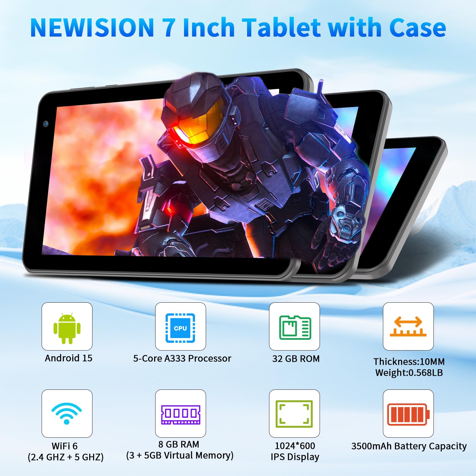 Amazon.com : NEWISION 7 Inch Tablet with Case, Five Core Android