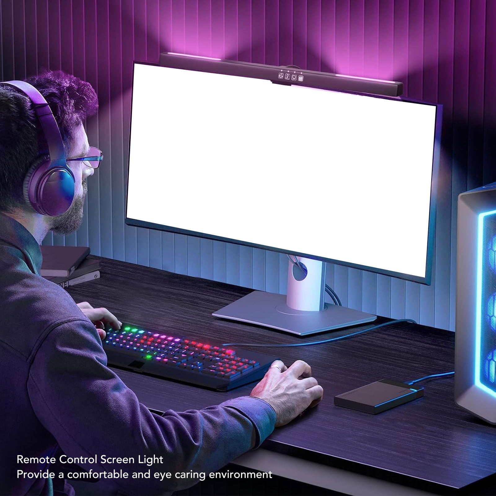 Barre Lumineuse LED Pour Moniteur Incurvé – Lampe Écran PC Sans Éblouissement, Protection Yeux, Tactile, Gradation & Température Réglable