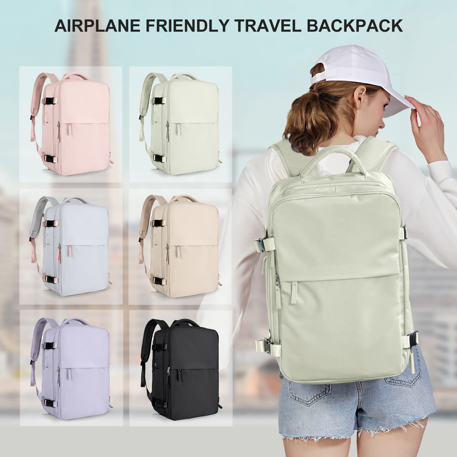 SZLX Zaino Ryanair 40x20x25 Bagaglio a Mano zaino Borse da Cabina per Easyjet 45x36x20 Zaino da Viaggio donna con porta ricarica USB, Borsa da Viaggio aereo Zaino Computer Impermeabile Casual Daypack