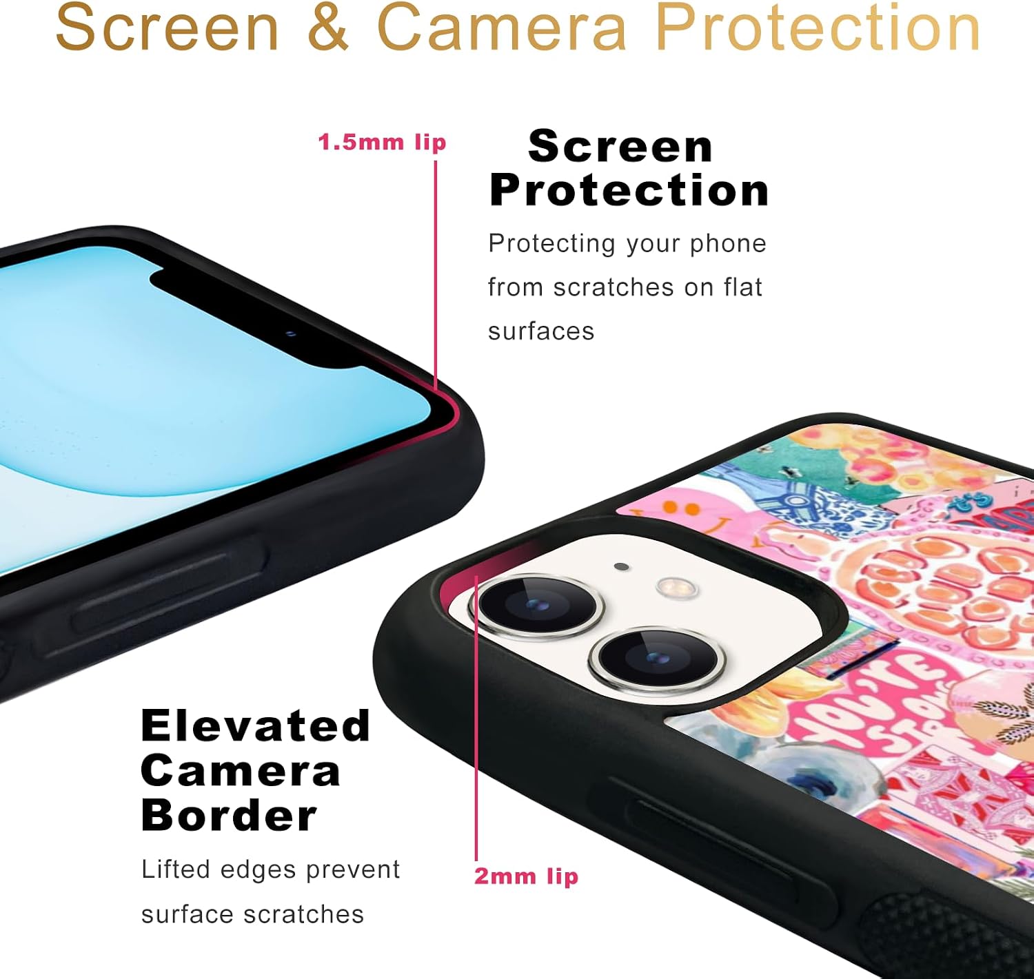 Compatible with for iPhone 13,Cute Trendy Pink Coquette Collage Aesthetic Phone Case for Girl Women Boy Men,Scratch Resistant Shockproof Cover Phone Case for iPhone 13 image 3