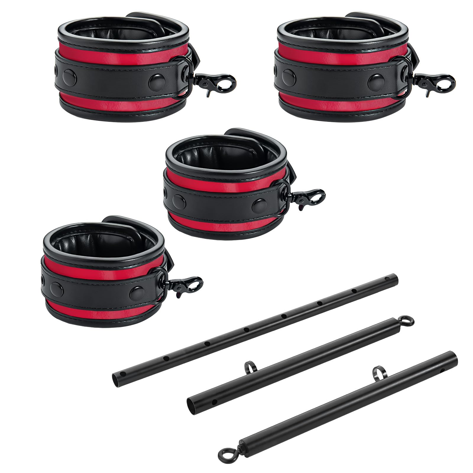 Photo 1 of Heavy Duty Stainless Steel Spreader Bar with 4 pcs PU Cushioned Straps for Yoga, Pilates, Fitness Training and More (Black+Red)