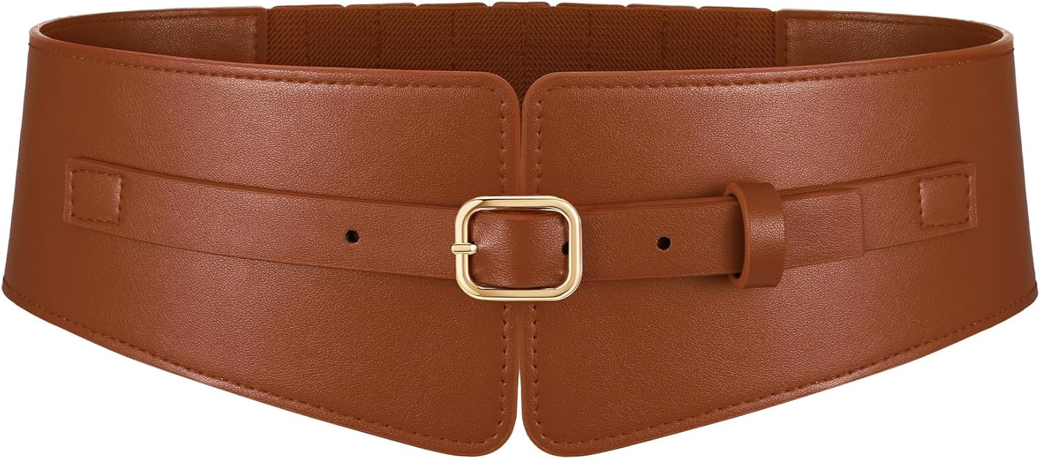 WHIPPY Women Wide Elastic Waist Belt Wide Leather Stretch Belt Fashion Ladies Waistband for Dresses
