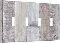 Vista 12 de Placa de pared dúplex de receptáculo de dispositivo de 1 gang de madera envejecida blanca gris con veta de tablón, cubierta de enchufe eléctrico