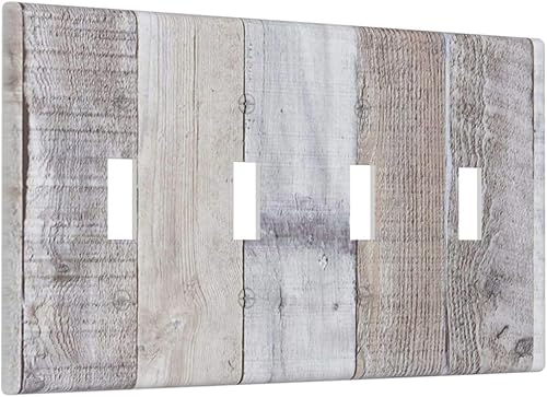 Miniatura 12 de Placa de pared dúplex de receptáculo de dispositivo de 1 gang de madera envejecida blanca gris con veta de tablón, cubierta de enchufe eléctrico de