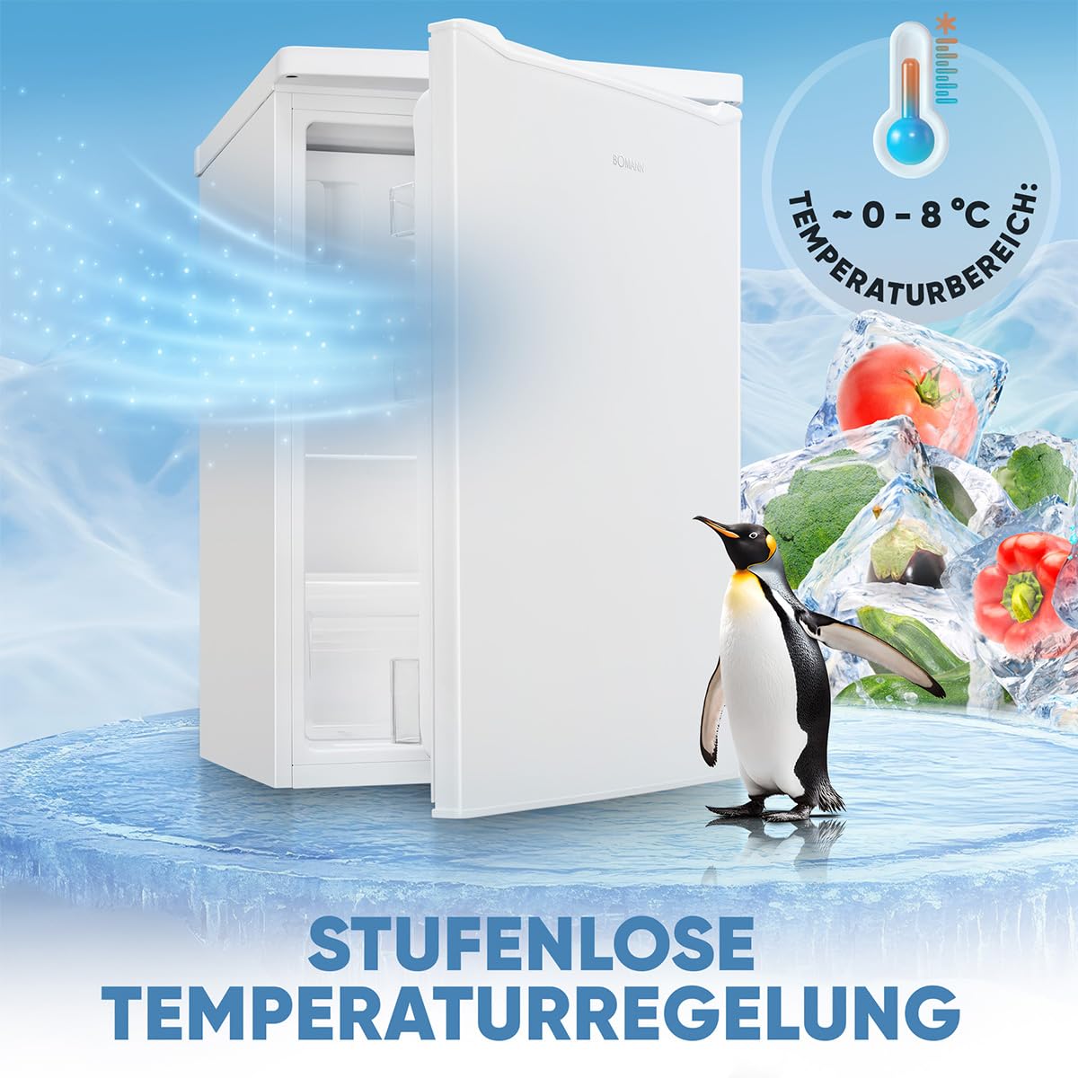 Bomann KS 7251 Kühlschrank mit Gefrierfach 109 Liter weiß energieeffizient leise kompakt