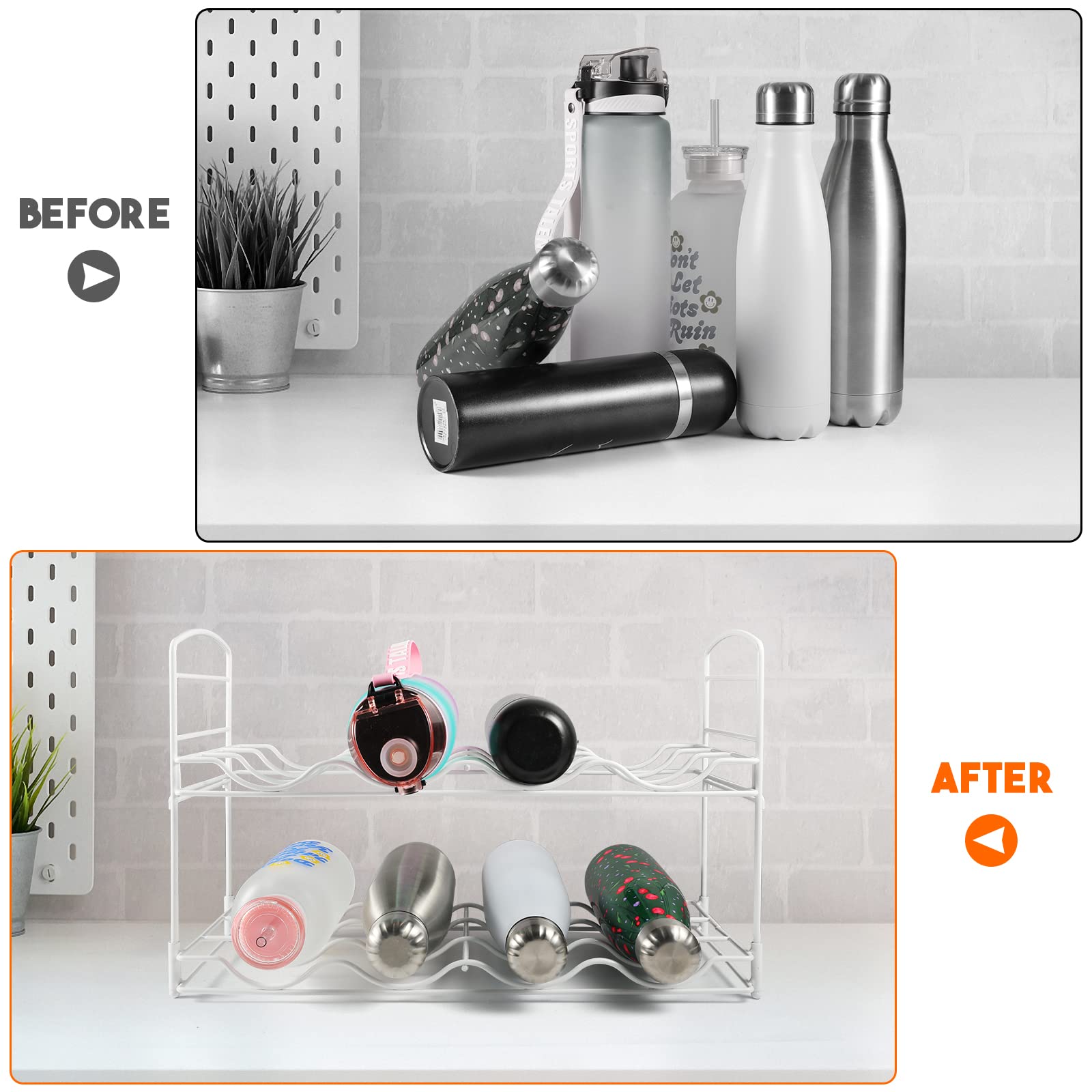 Snapklik.com : Water Bottle Organizer For Cabinet, 2-Tier Stackable ...