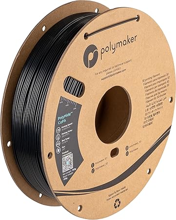 Polymaker Nylon Filament 1.75 Black CoPA, Easy to Print 750g Nylon Filament 1.75mm, Cardboard Spool - PolyMide CoPA Warp Free Nylon 3D Printer Filament, Strong & Tough & Heat Resistant