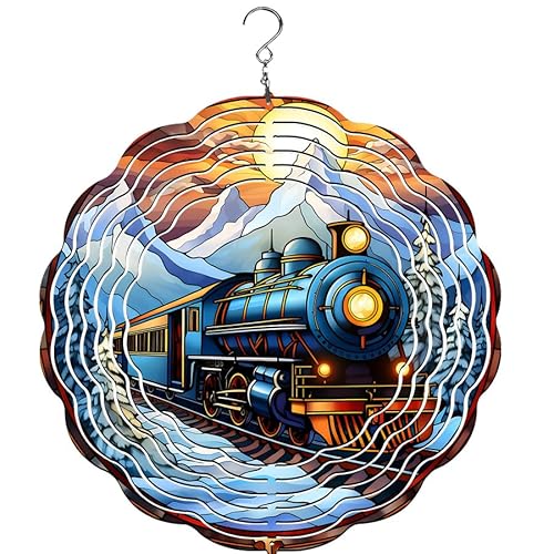 Traci's Fun Creations Train Wind Spinner, 10 Inch, Aluminum, Double