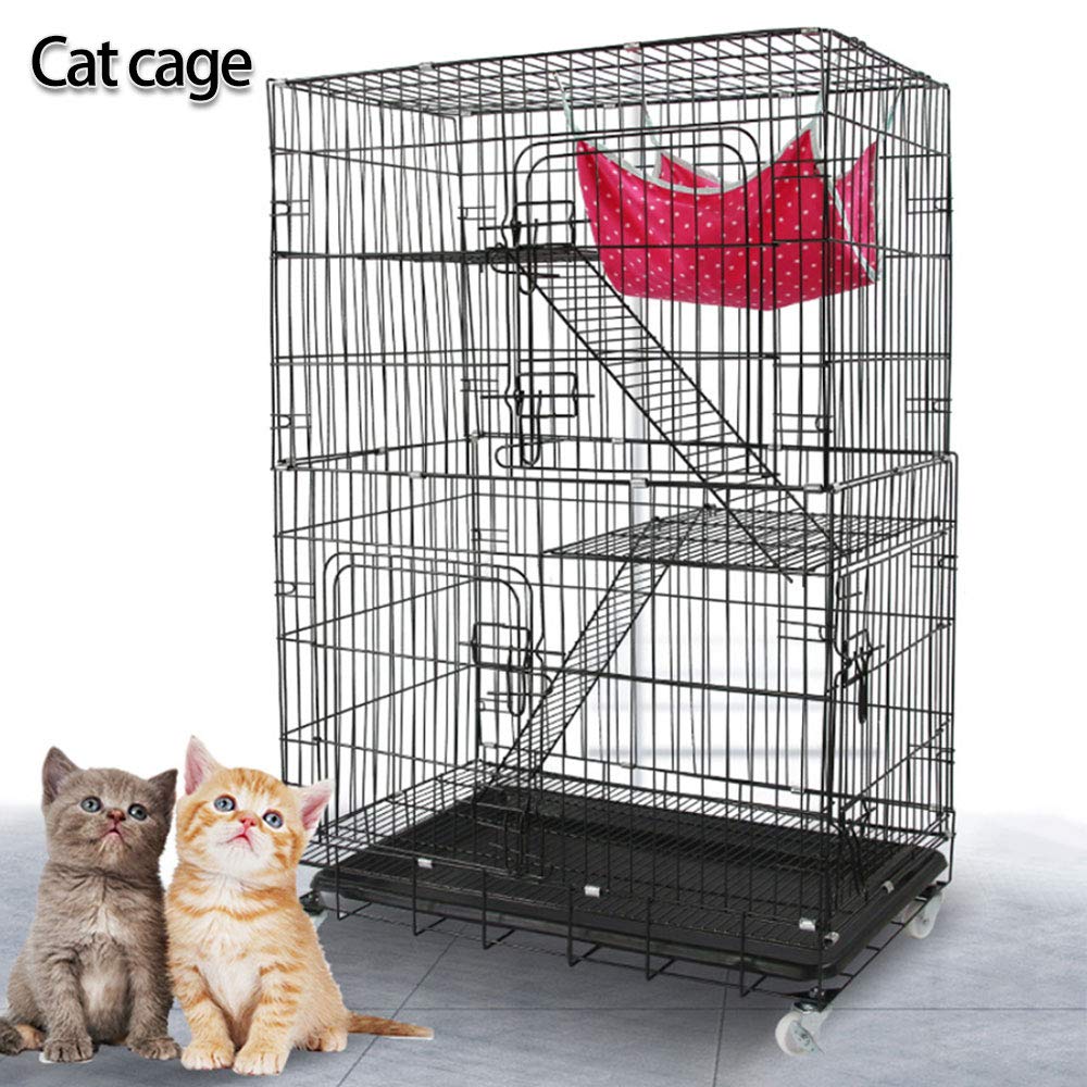 Amazon.co.jp: 猫用ケージ 大型 キャスター付 3階層 脱走防止 多頭飼い