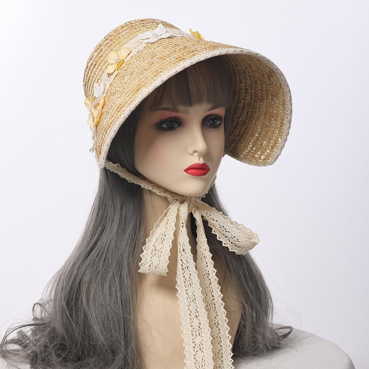 Ladies Tea Party Women Sun Hat Wide Brim Hat Roll up Cap Beach Straw Hats Brown