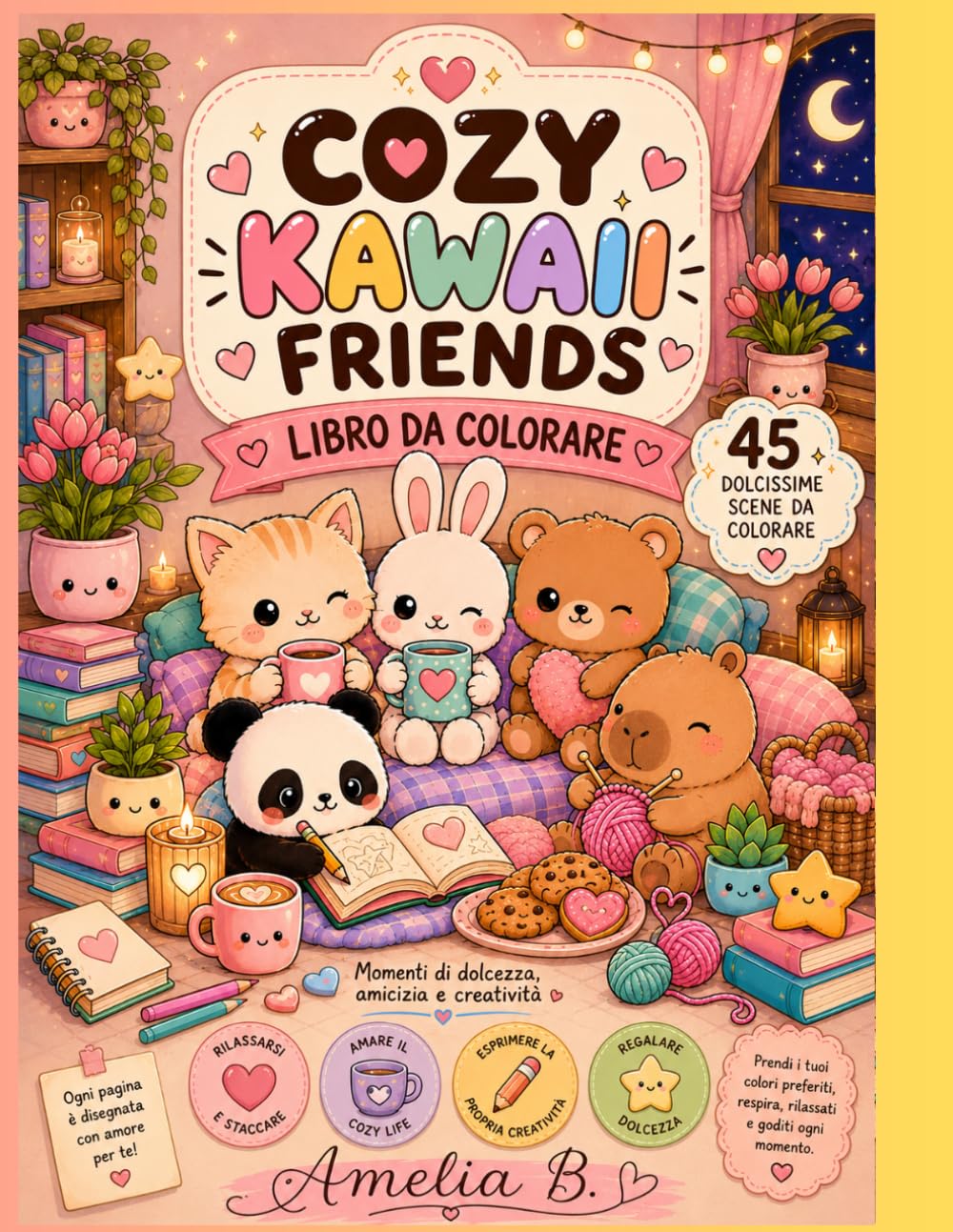 Cozy Kawaii Friends: 45 dolcissime scene da colorare