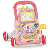 Andador Infantil de Empurrar Didático para Bebê Teclado Musical Lousa Mágica Brinquedo Educativo