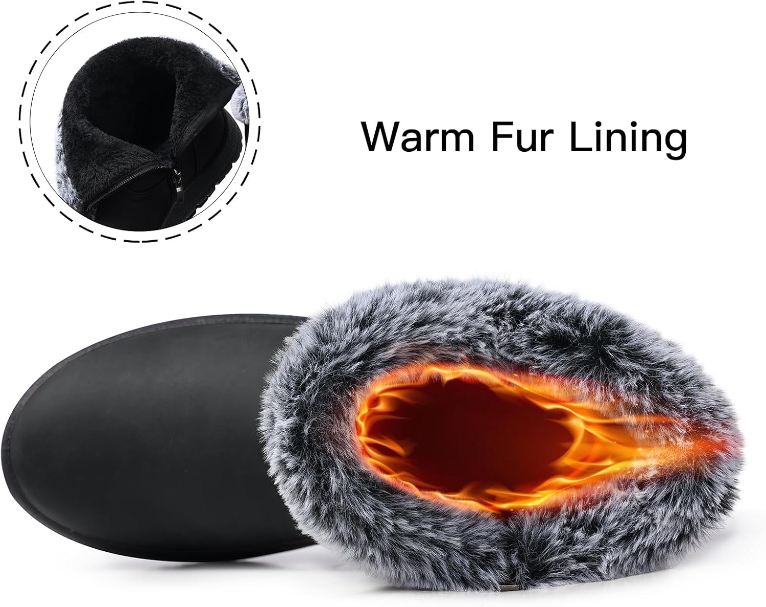 SHIBEVER Women's Snow Boots Winter Fur Lined Waterproof Anti-Slip Booties Women Ankle Snow Boots - Image 6