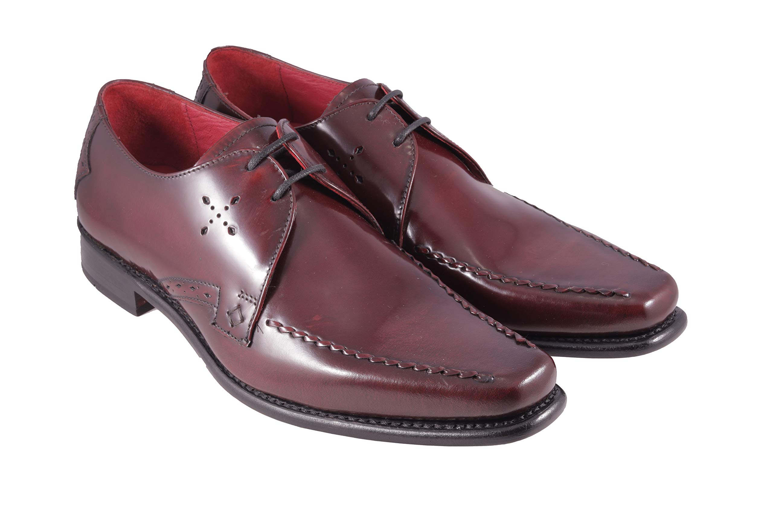 Men's Premium Good Year Welted, Finest Imported high Gloss Patent Genuine Leather Shoes, Ultra Comfort, Ultra Style, Color: Burgundy