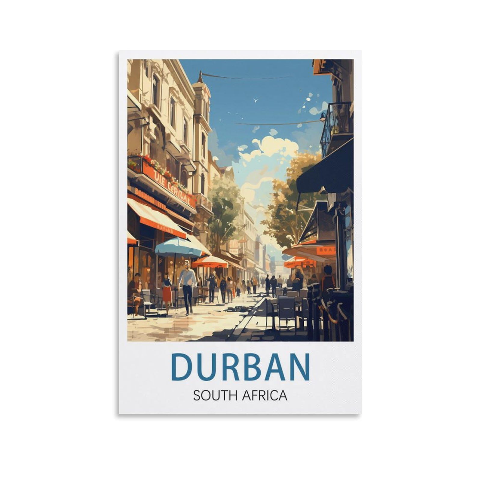 LICHNWW Durban South Africa Vintage Travel Posters 12x18inch(30x45cm) Canvas Print for Living Room, Bedroom, Dorm, Home, Office Wall Decoration