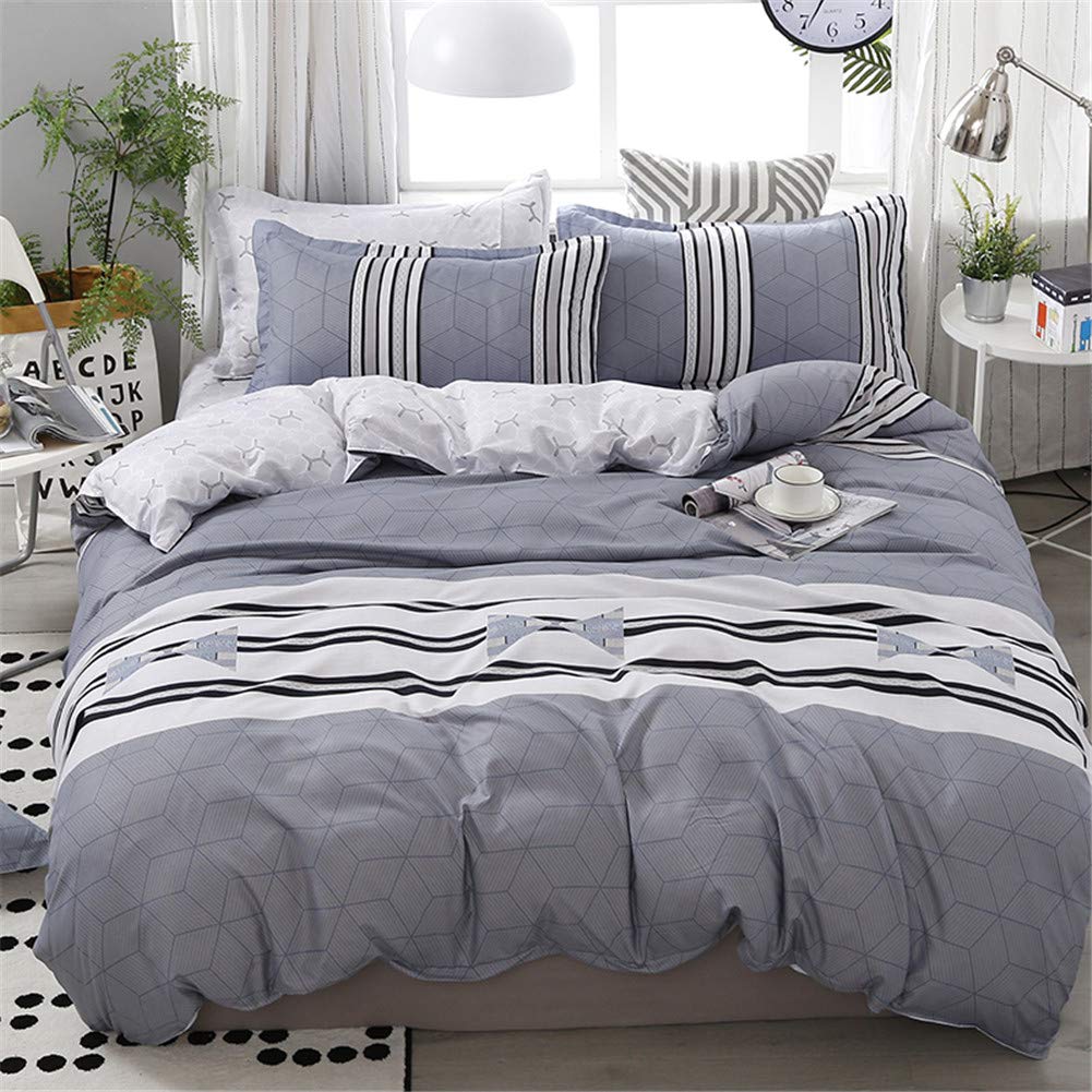Housse de couette 220x240cm haut de gamme parure de lit grise microfibre chic