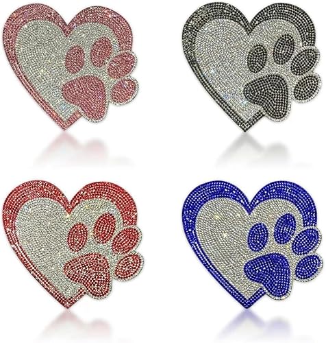 Miniatura 2 de Calcomanías con estampado de patas de perro, decoración de coche con diamantes de imitación, calcomanías de pata de cristal blanco, calcomanías de