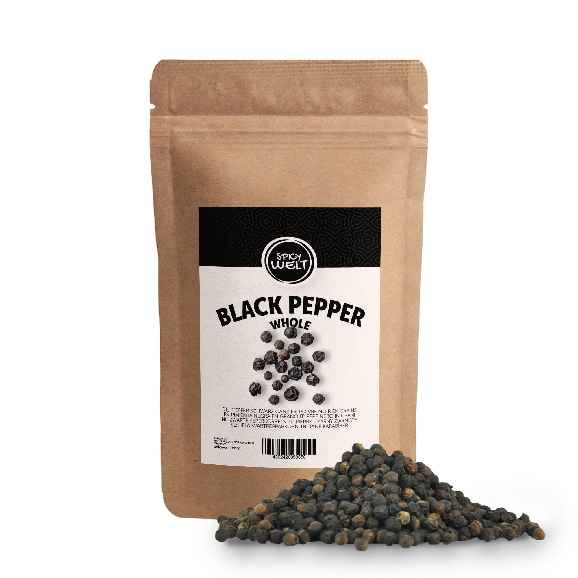 Spicy Welt Pepe Nero in Grani (1kg) – Pepe Intero da Macinare per Pasta, Carne, Marinature e Salse | Gusto Intenso e Pungente | 100% Naturale, Senza Additivi
