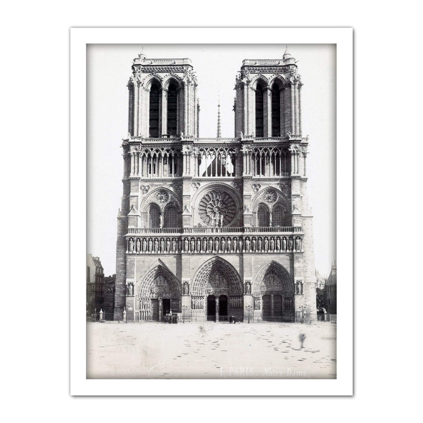 Artery8 Notre Dame Paris France Vintage Photograph Artwork Framed Wall Art Print 18X24 Inch
