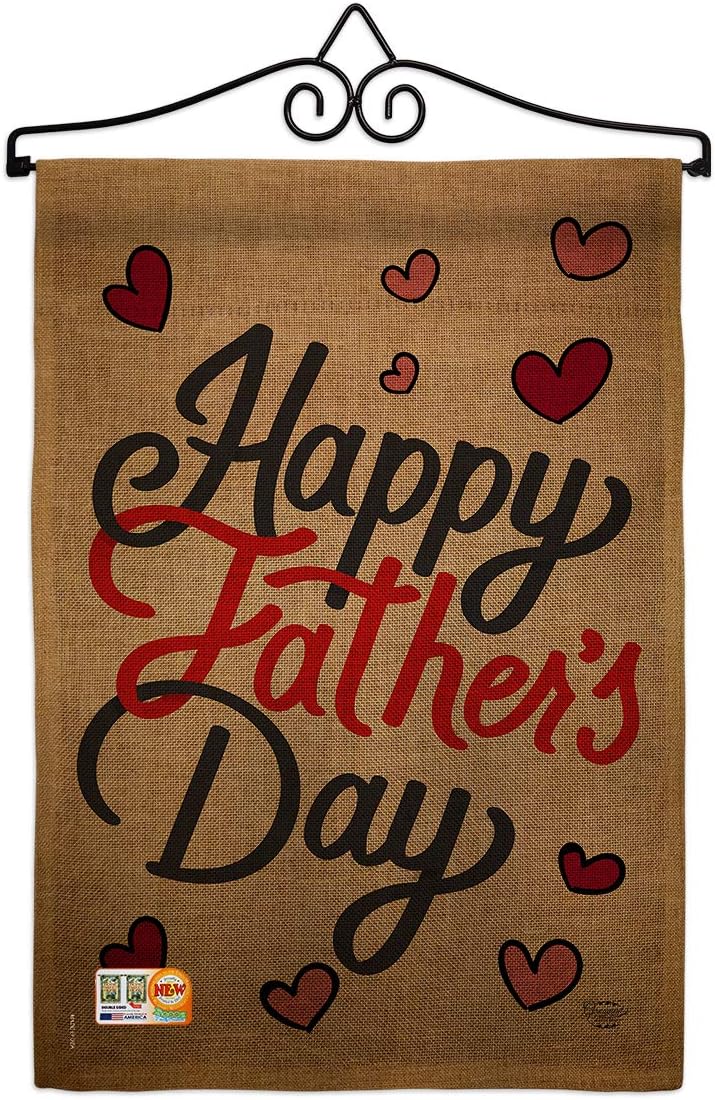 Happy Fathers Day Garden Flag Set Wall Holder Family Father Dad Daddy Papa Grandpa Best Parent Sibling Relatives Grandparent Small Decorative Gift Yard House Banner Made In USA 13 X 18.5