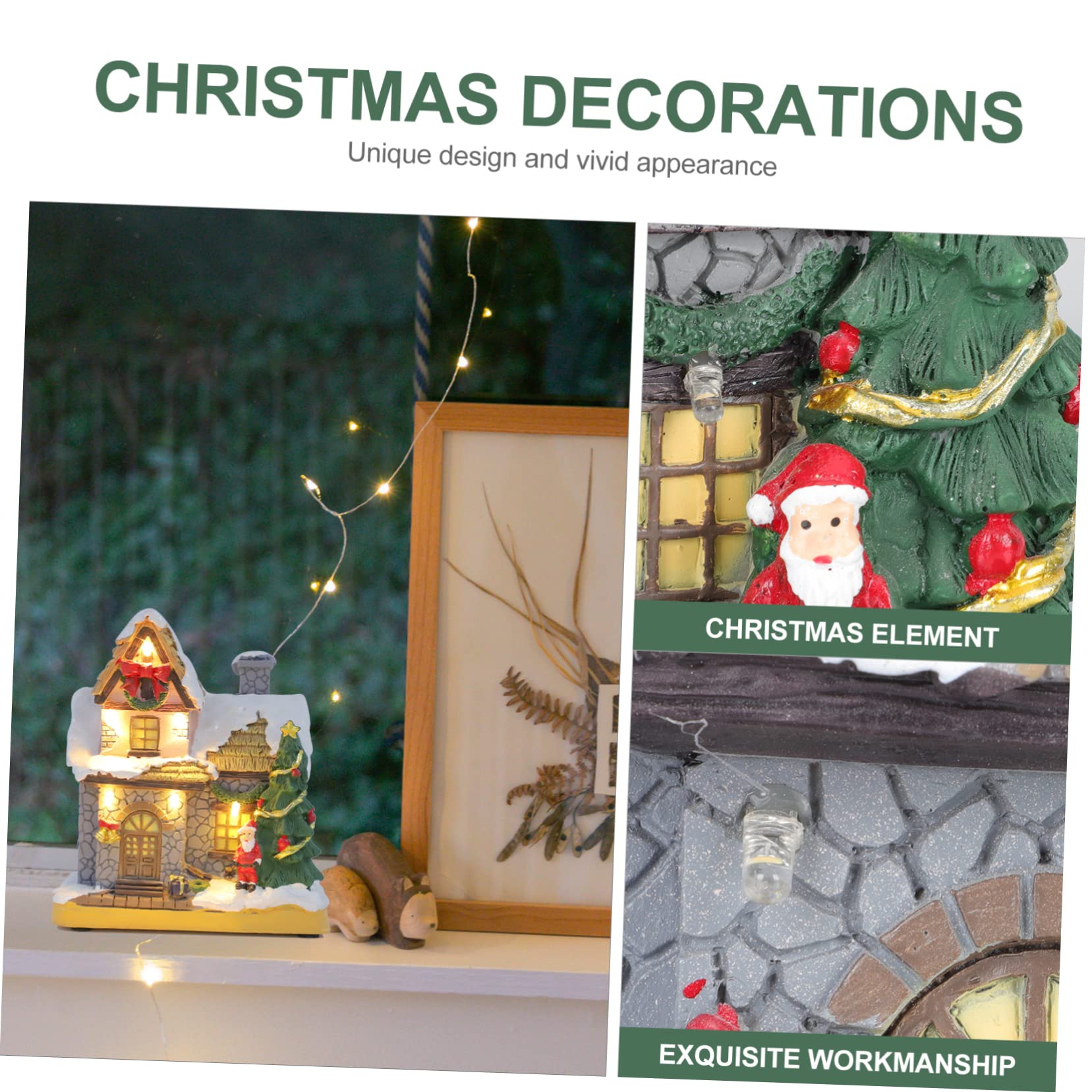 TOPBATHY Decoración de Casa Iluminada de Navidad Casa Luminosa Navideña de Resina Paisaje Invernal de Escritorio Decoración para Fiestas Navideñas