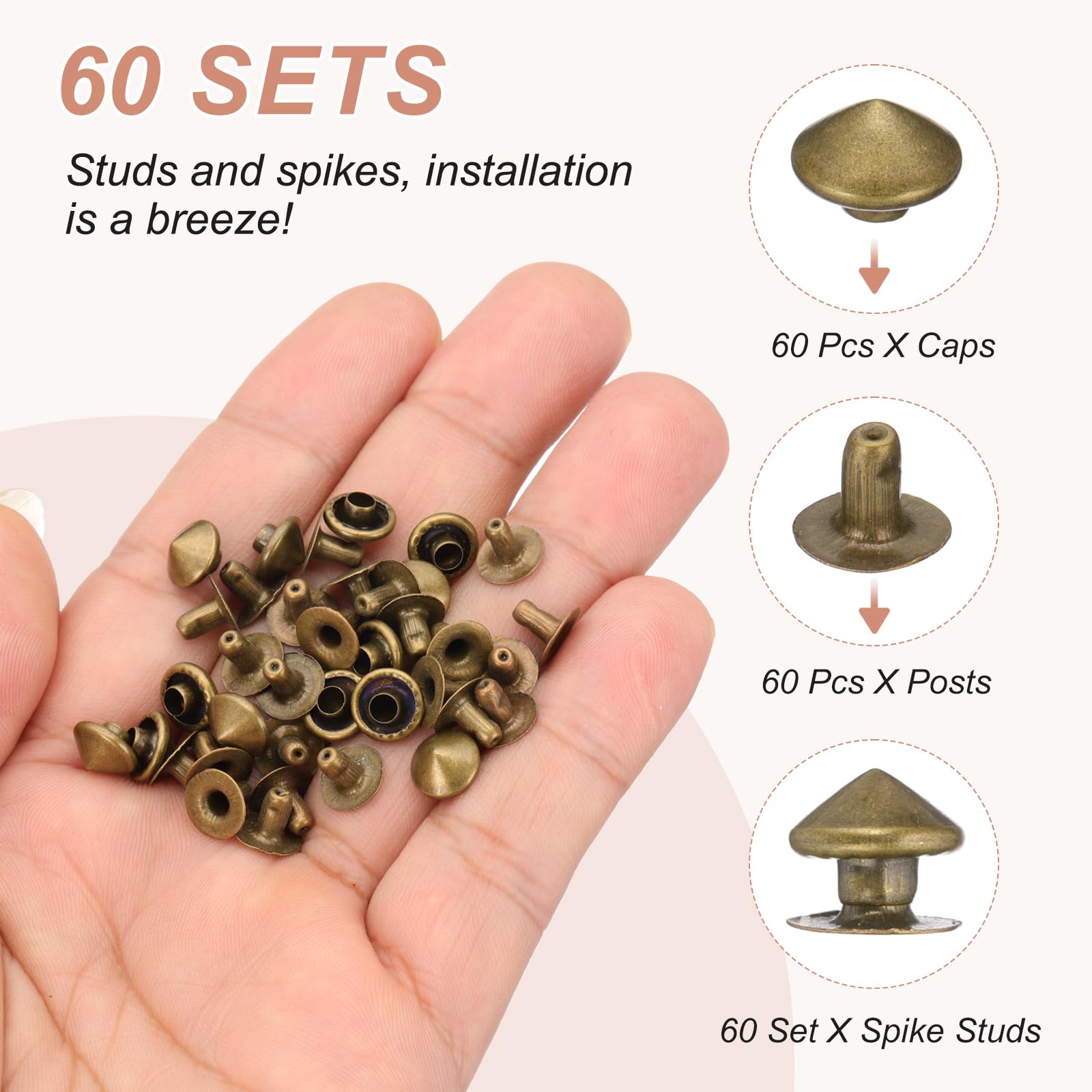 PATIKIL 8mm Spike Rivets - Image 4