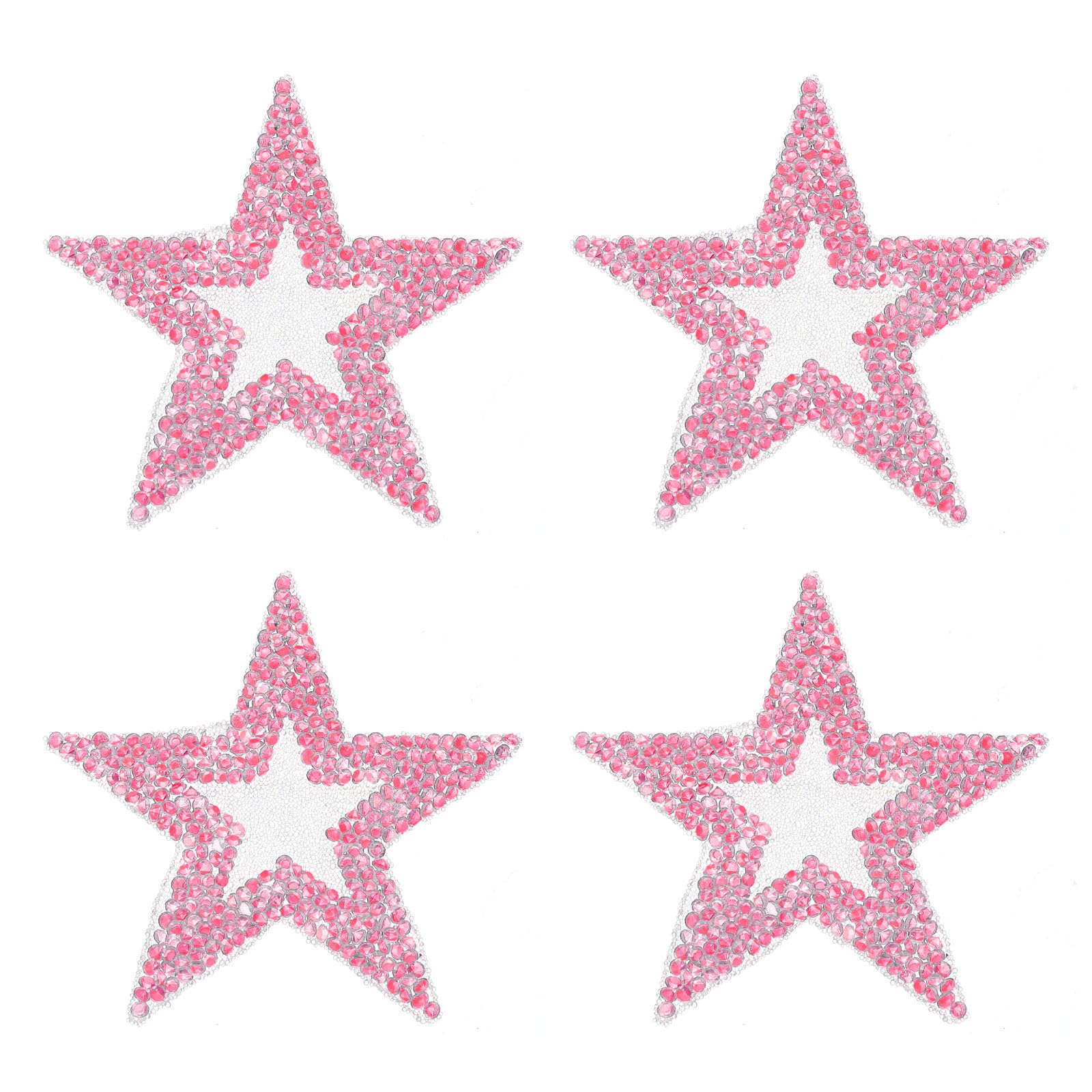 PATIKIL Star Rhinestone Patches, 4 Pcs Star Shape Sew/Iron on Applique Patches Rhinestone Applique Glitter Crystal Patches for Shoes Clothes Pants Bags Hats Shirts DIY Crafts, Rose Red