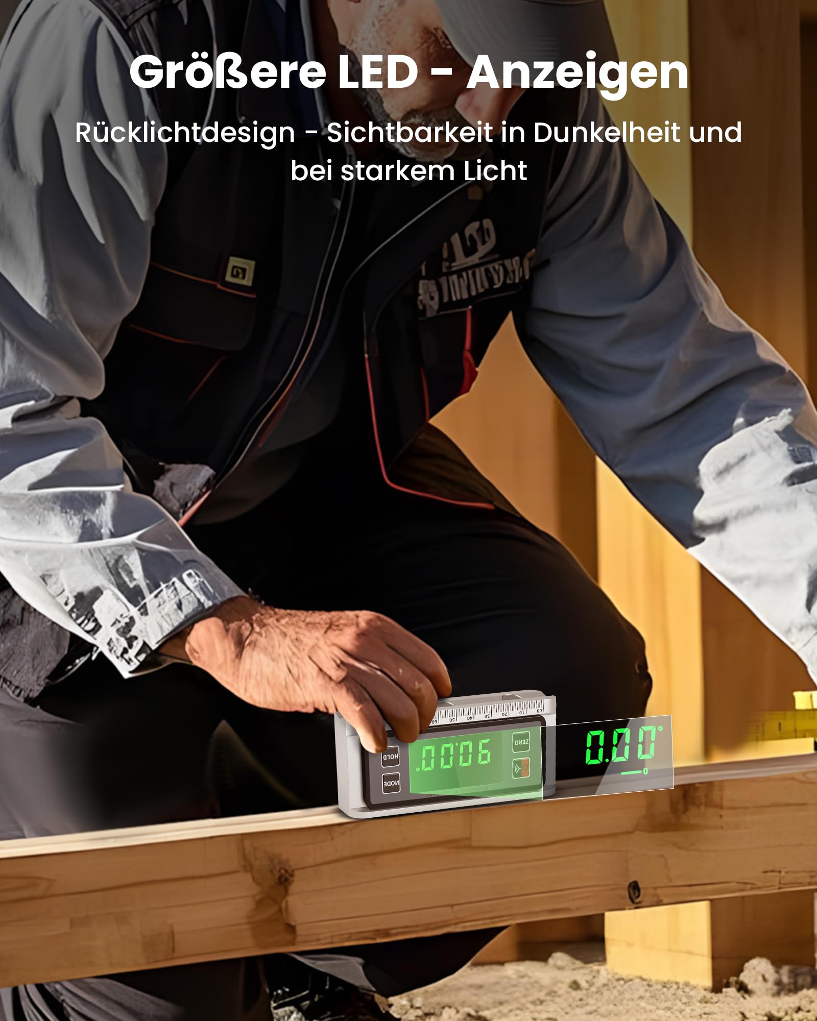 Beaspire Inclinómetro Digital Magnético con Pantalla LED Retroiluminada, Nivel Digital de Alta Precisión ±0,1°, Transportador de Ángulo con Base Magnética en V, Nivel de Burbuja Digital de Aluminio