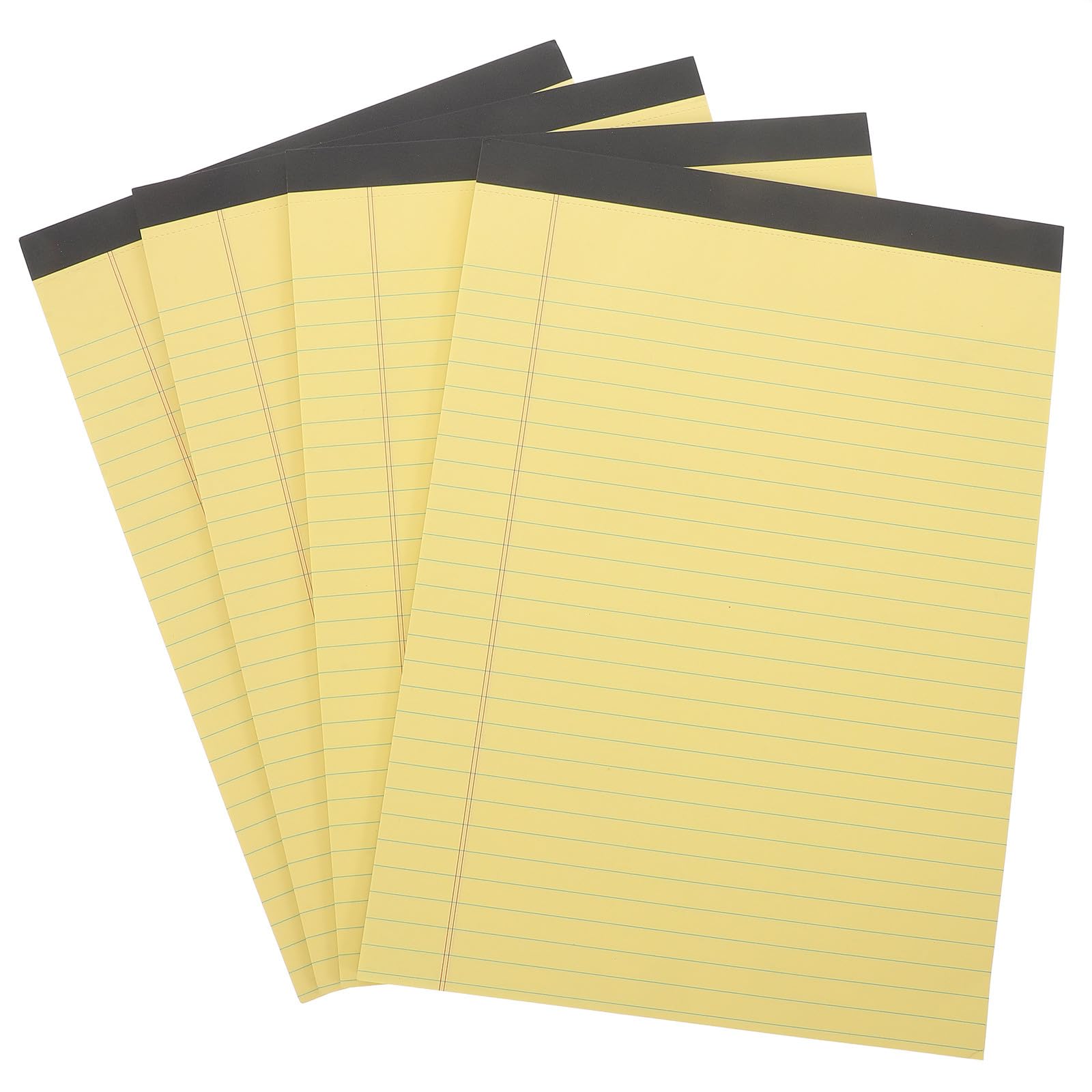 FOMIYES Blocco Note A4 a Righe Strappabile, Set 4 Pezzi Blocchi Legali Gialli, Carta Spessa per Appunti e Promemoria, Forniture per Ufficio e Scrittura, Formato 21,4x29,6 Cm per Uso