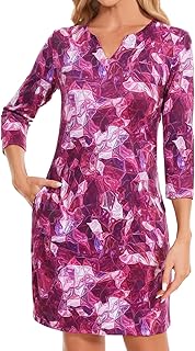 Women’s 3/4 Sleeve Dress with Pockets UPF 50+ Casual Sun Dress Breathabl...