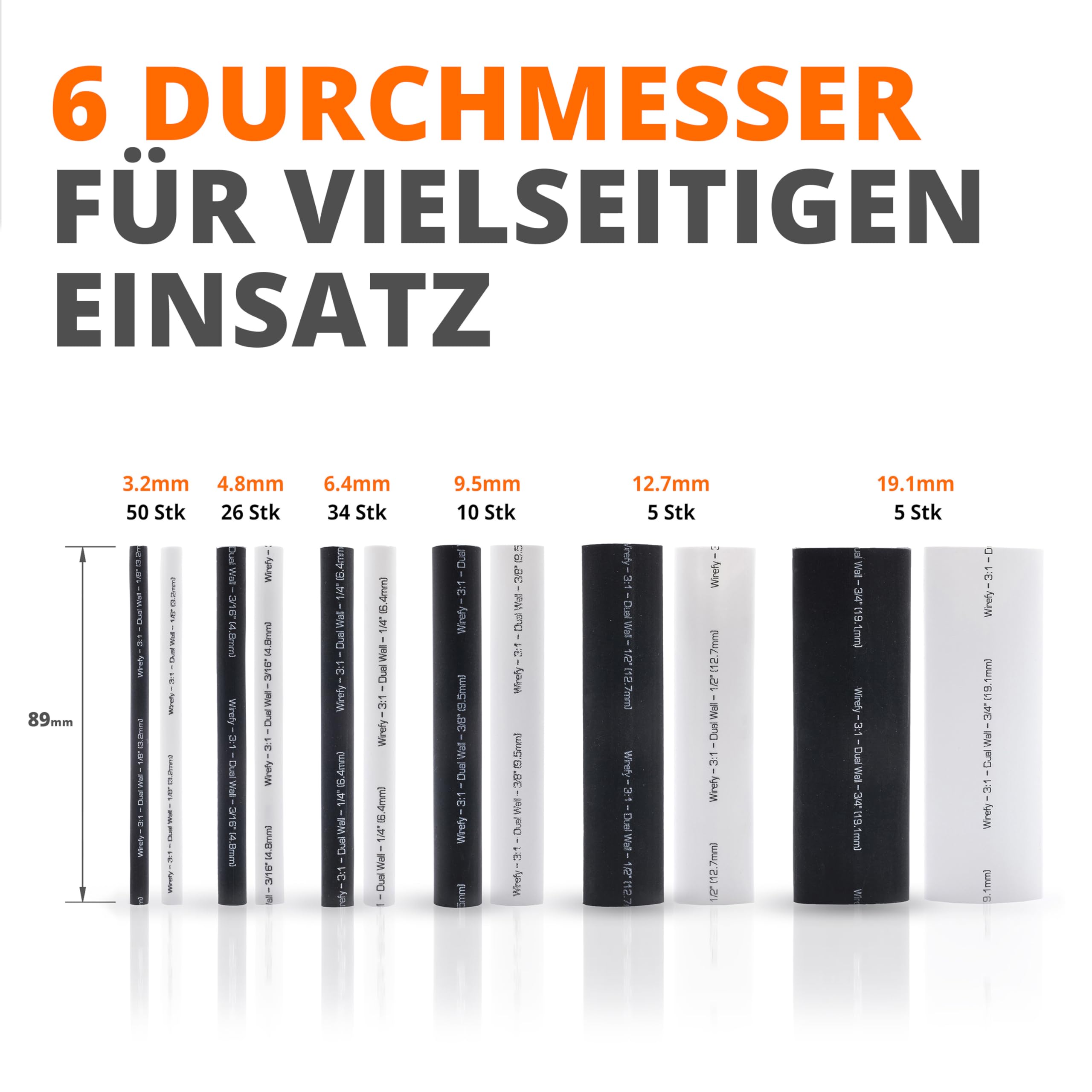 300 Stück 3:1 Wärme schrumpfen Schläuche mit Kleber