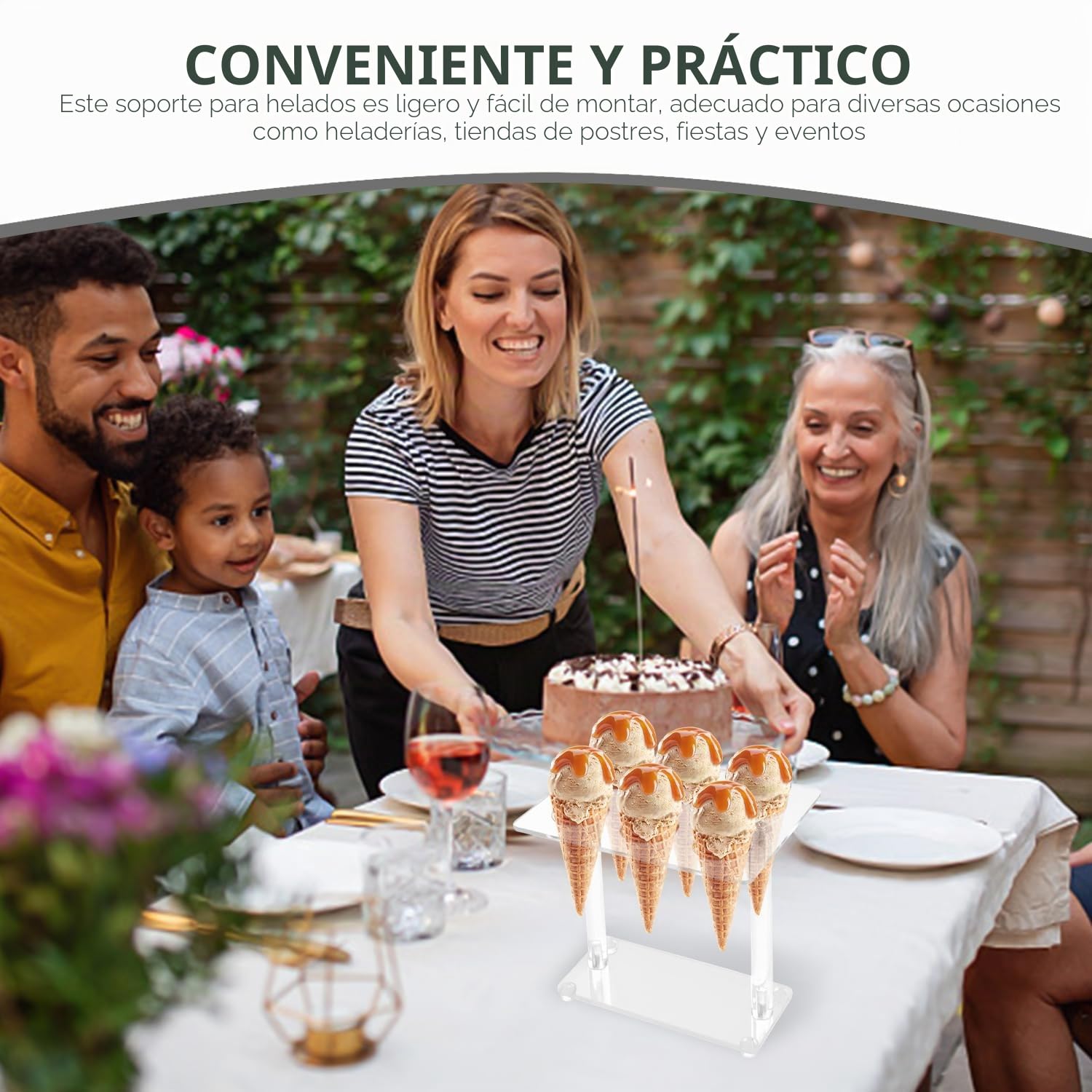 Soporte para cono de helado de 1 pieza, bandeja de papel para helado de 10 piezas, soporte para helado, soporte para cono de nieve para helado, soporte para exhibición de helado