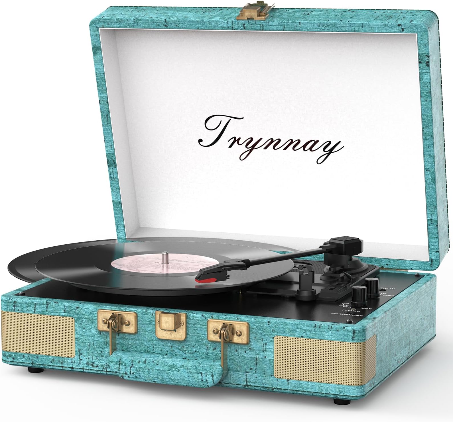 Record Player 3 Speed Bluetooth Portable Suitcase Vinyl Player with Built-in Speakers Turntable Enhanced Audio Sound Sky Blue