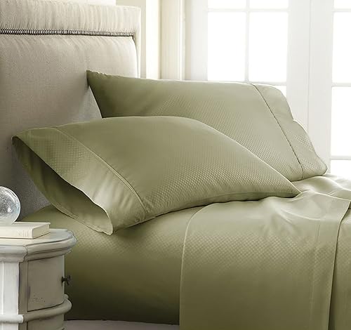 Miniatura 10 de Celine Linen Lujoso juego de sábanas de 4 piezas de calidad egipcia de 1500 hilos, diseño cuadrado a cuadros, sin arrugas, 100% completo, color