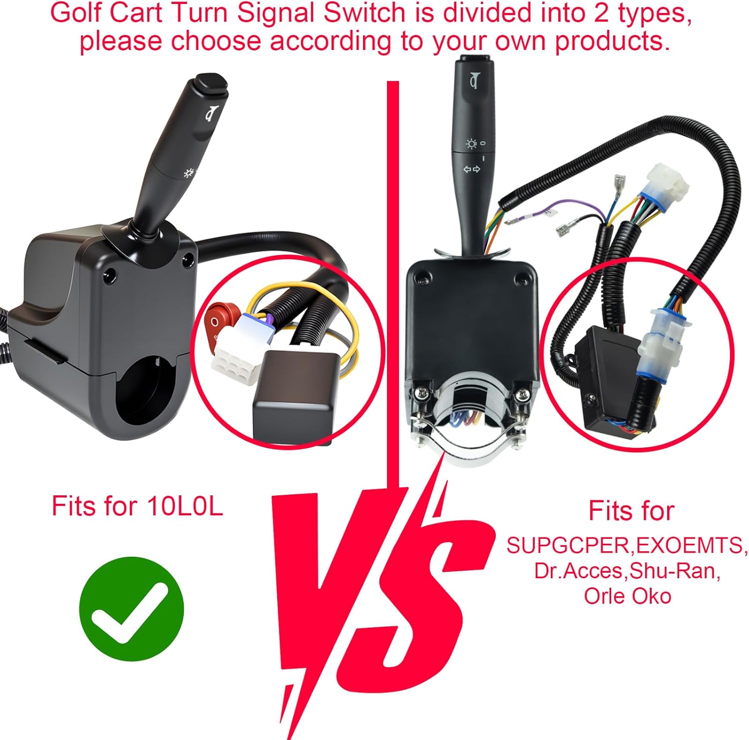 Golf Cart Turn Signal Switch with Golf Cart Light Control Box for Yamaha Club Car EZGO with 9-pin Plug Wiring Harness (12V)