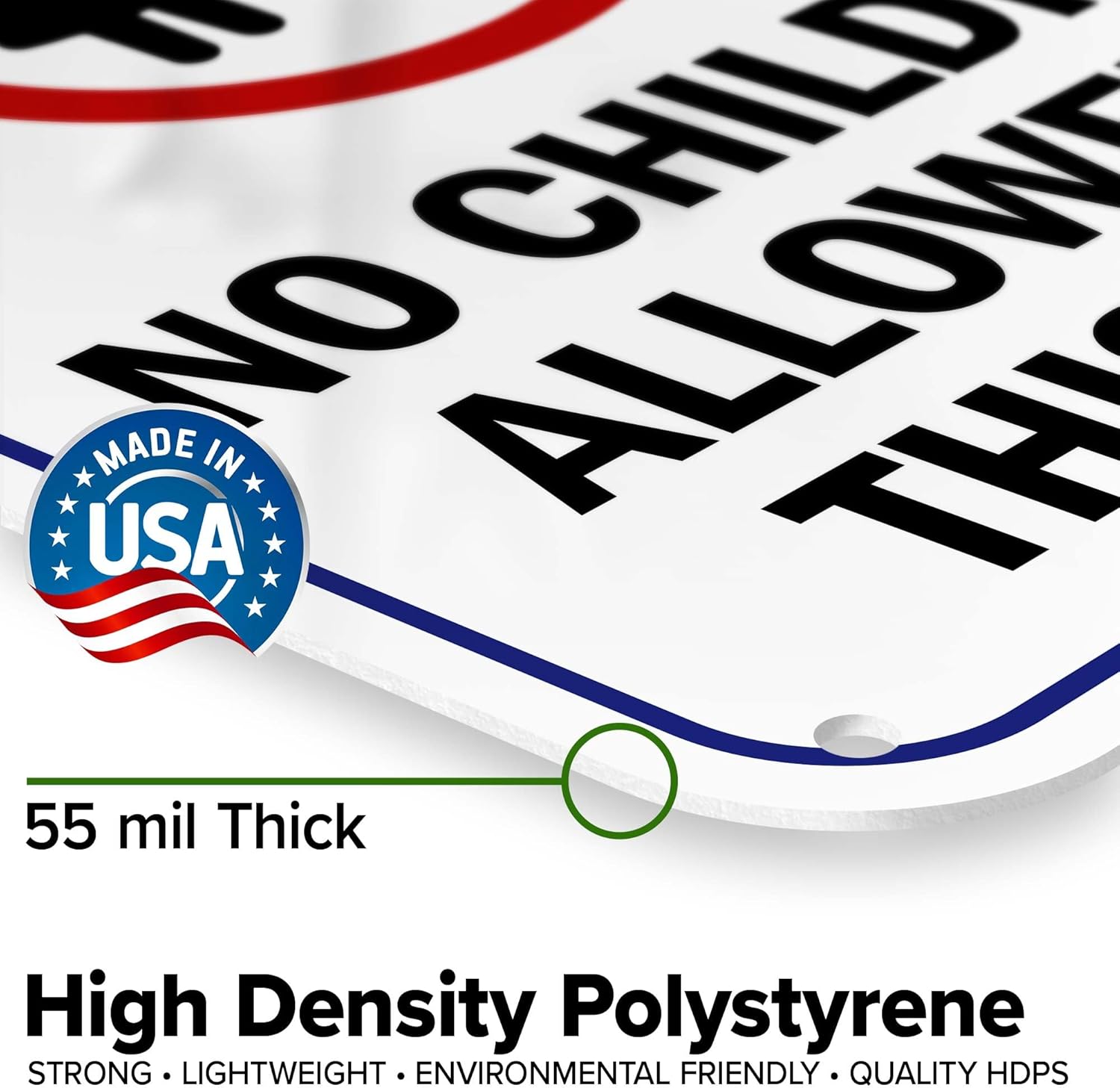 Notice No Children Allowed In This Area Sign, 12x18 Inches, 55 mil thick HDPS (high density polystyrene), Made in USA by My Sign Center