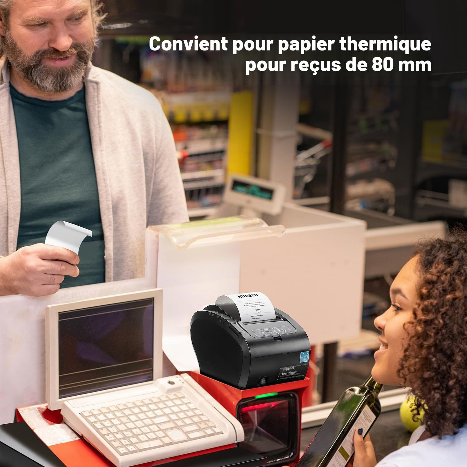 MUNBYN Rouleaux de Caisse 80 mm x 80 mm x 80 m– 65g/m² Rouleau Thermique Compatibles pour Imprimantes Epson, NetumScan et systèmes de caisse Square POS – Sans BPA et certifié FSC【20 Rouleaux】