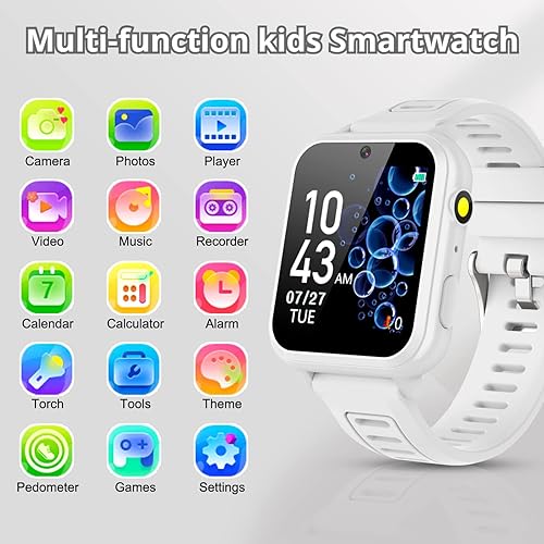 Miniatura 2 de Reloj inteligente para niños con 24 juegos de rompecabezas, cámara, reproductor de música, podómetro, despertador, calculadora, antorcha, pantalla