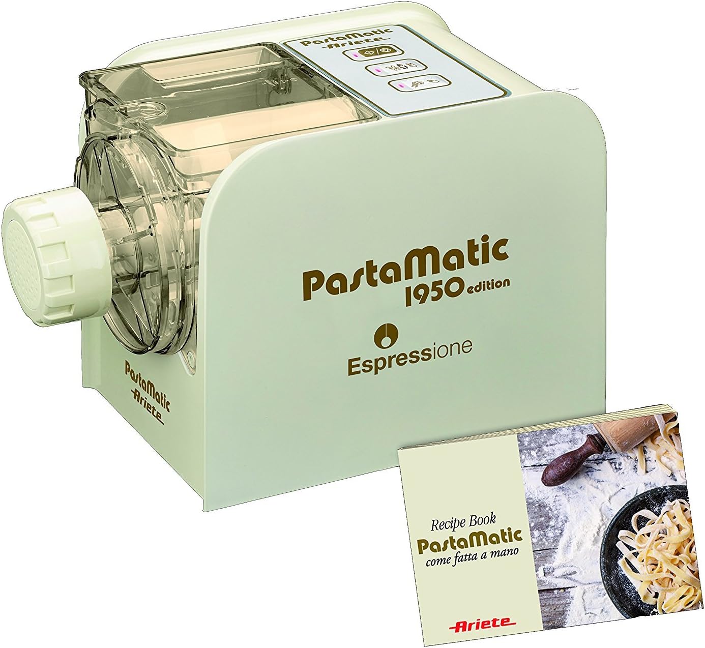 PASTAMATIC Automatic Pasta Machine with Bonus Grati Rechargeable Electric Cheese Grater, Soft Cream