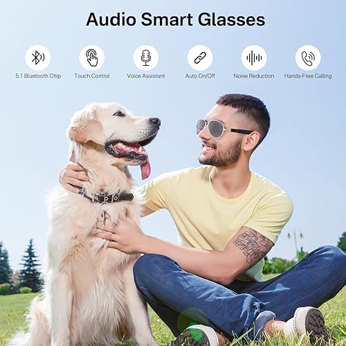 Miniatura 6 de Lentes inteligentes para hombres y mujeres, gafas de audio Bluetooth con altavoces, lente polarizada UV400, soporte de carga rápida, control táctil